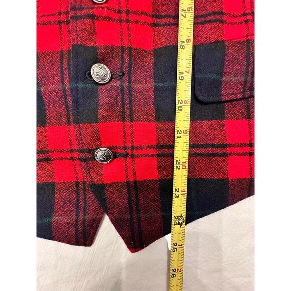 PENDLETON Vintage Virgin Wool Vest Men's Medium Red Tartan Plaid Christmas Vest - Picture 8 of 8